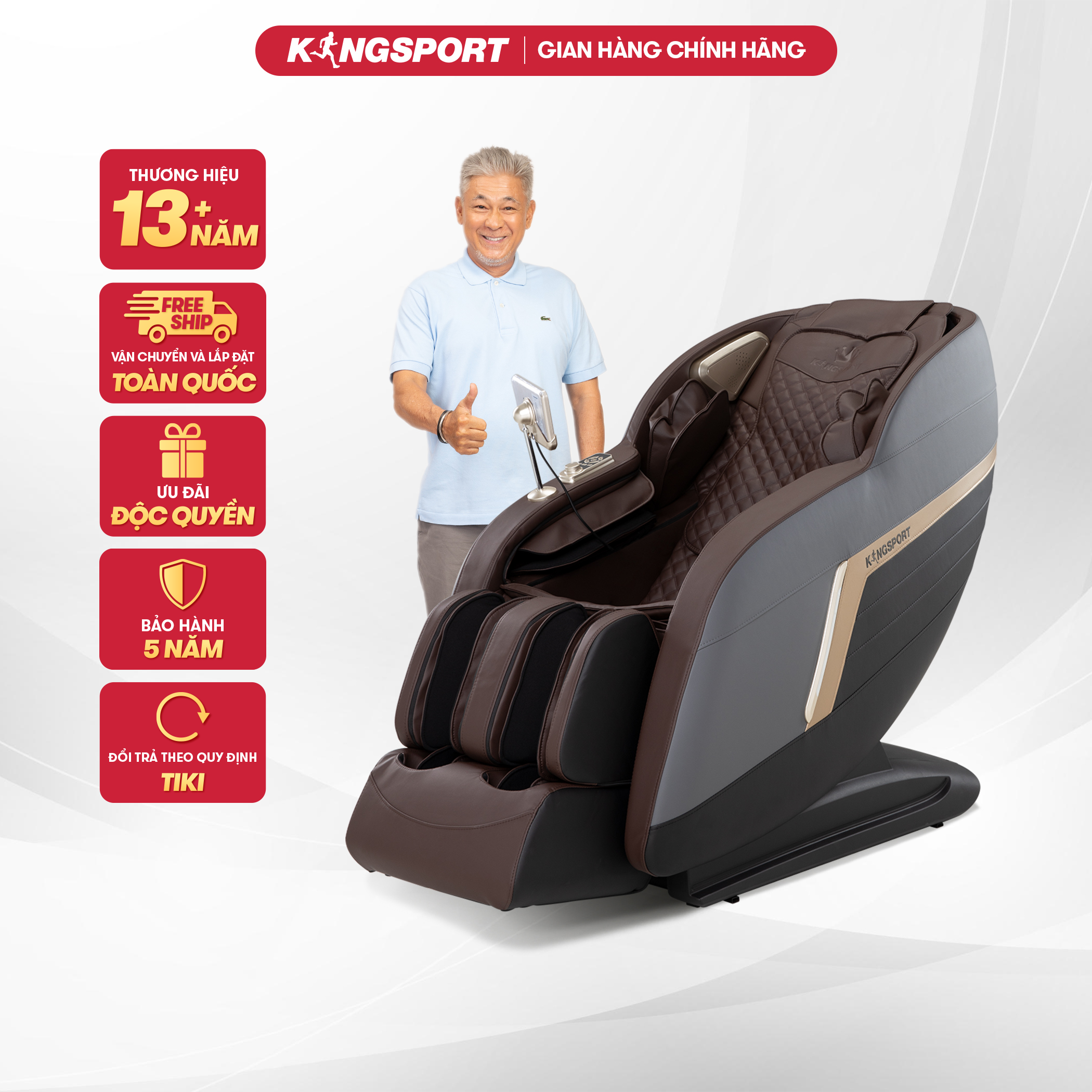 Ghế massage toàn thân cao cấp KINGSPORT G80 hệ thống con lăn 3D hiện đại, điều khiển bằng giọng nói thông minh