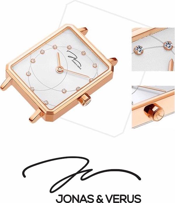 Đồng hồ đeo tay Nữ hiệu JONAS &amp; VERUS X02060-Q3.PPWLR, Máy Pin (Quartz), Kính sapphire chống trầy xước, Dây Da Italy