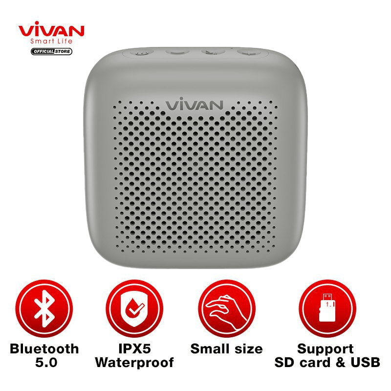 Loa TWS Bluetooth 5.0 VIVAN VS1 – Màu Sắc Hiện Đại, Chống Nước IPX5, Pin 1800mAh, Âm Thanh Sống Động, Hỗ Trợ Thẻ Nhớ SD &amp; USB – HÀNG CHÍNH HÃNG