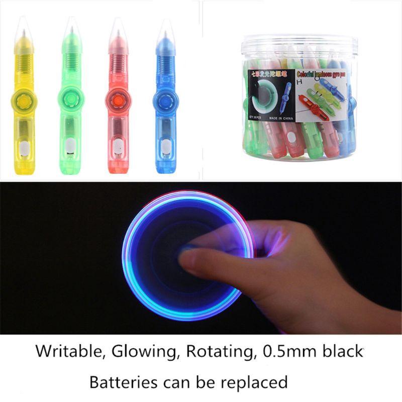 Bút đồ chơi con quay Fidget Spinner Edc có đèn LED phát sáng trong bóng tối có thể viết được