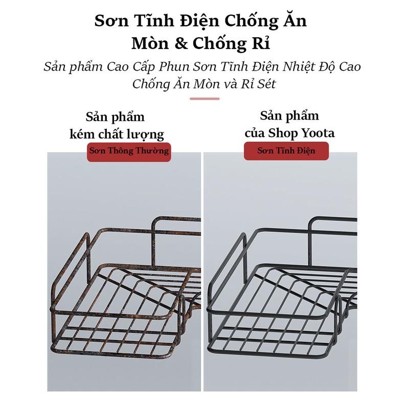 Kệ Dán Tường Sắt Hình Chữ Nhật Đựng Đồ Nhà Tắm,Nhà Bếp Tiện Dụng
