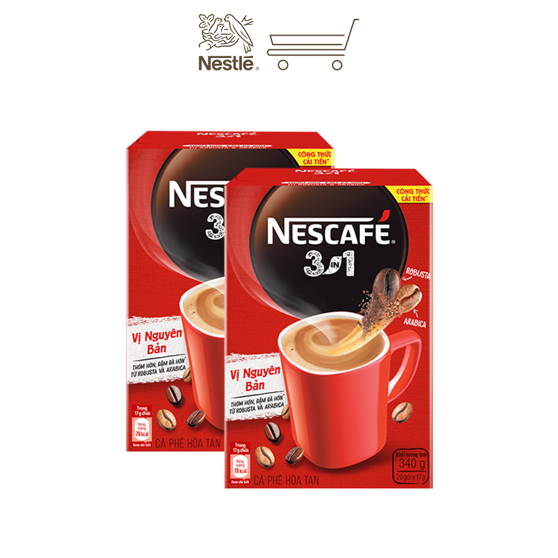 Cà phê hòa tan Nescafé 3in1 vị nguyên bản - công thức cải tiến (Hộp 20 gói)