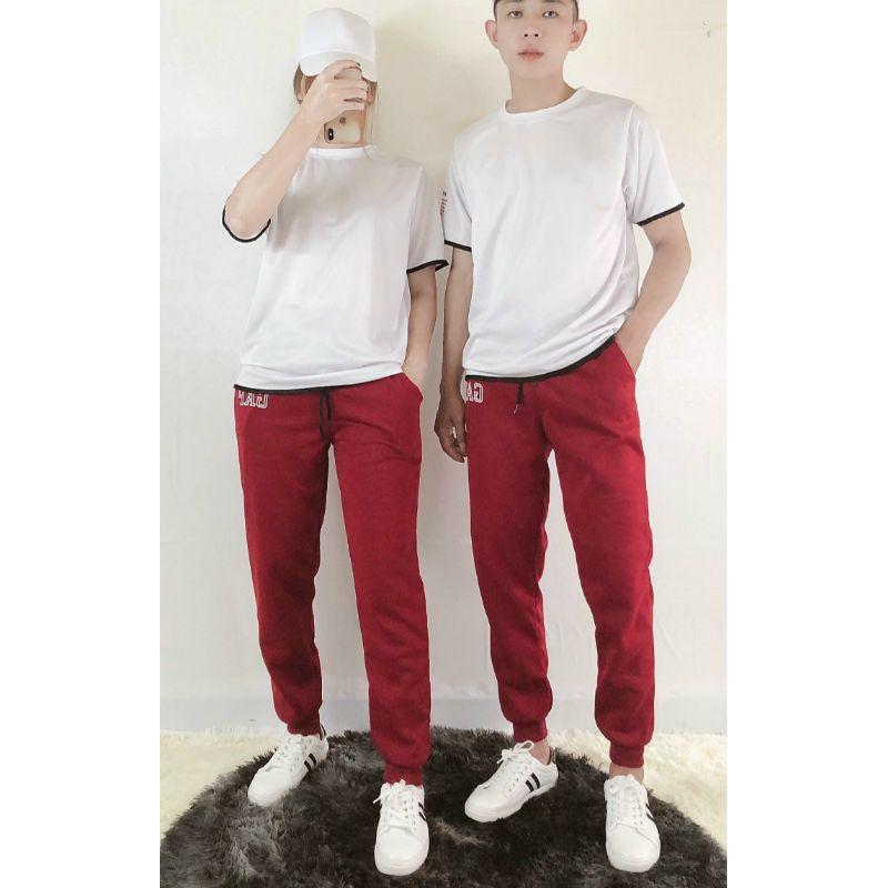 Quần jogger nỉ phối chữ