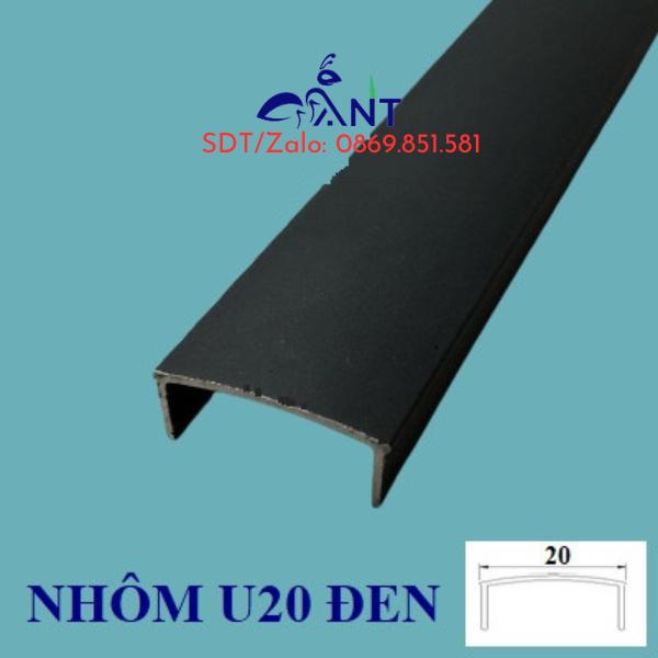 Nẹp nhôm U20, Nẹp u nhôm, nẹp chữ u, nẹp chống trơn nhôm, nẹp trang trí, nẹp trần,nẹp vách, thanh dài 2m5 - đen