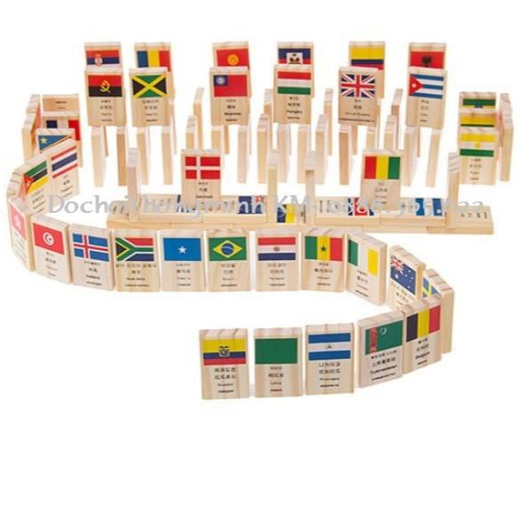 Bộ Domino 100 cờ (quốc kỳ) bằng gỗ 4 thứ tiếng