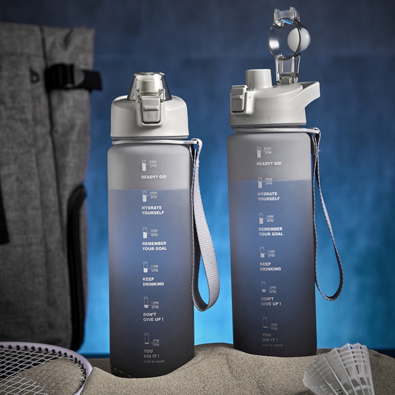Bình Đựng Nước Màu Sắc Ready Go 1000ml Có Ống Hút Kèm Bộ Sticker Dán