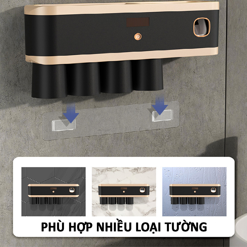 Bộ Nhả Kem Đánh Răng Tự Động Khử Trùng Tia Cực Tím cao cấp tránh tình trạng ẩm mốc giúp bảo vệ sức khỏe-  K1669