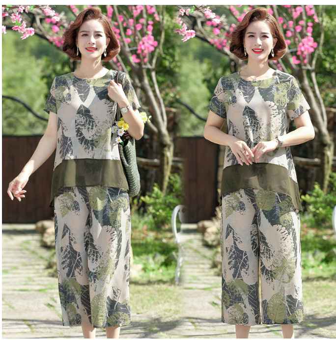 Bộ Đồ Hoa Mùa Hè Mềm Đẹp Cho Mẹ AB49 - Hàng Quảng Châu Cao Cấp
