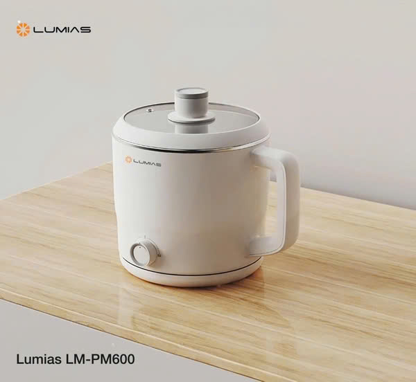 Nồi lẩu điện mini đa năng Lumias LM-PM600 dung tích 1.8L kèm khay hấp Made in Korea Hàng chính hãng