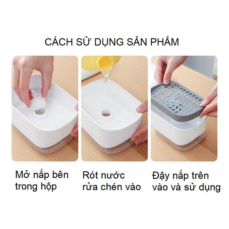 Hộp đựng nước rửa chén bát xuất Nhật Tặng kèm miếng mút bọt biển