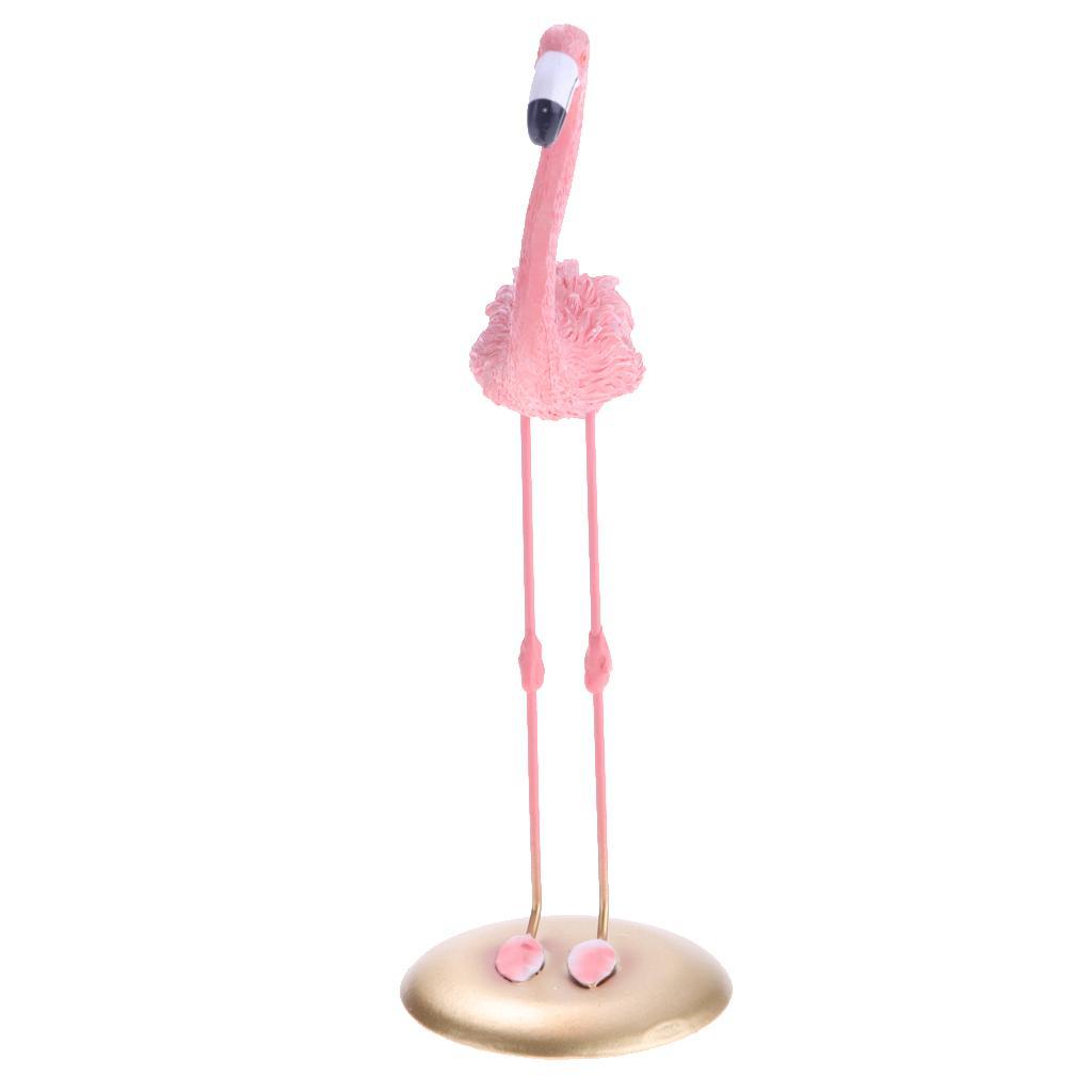 3pcs Flamingo Figurine Miniature Sculpture Glass Base Stand Table Ornament
