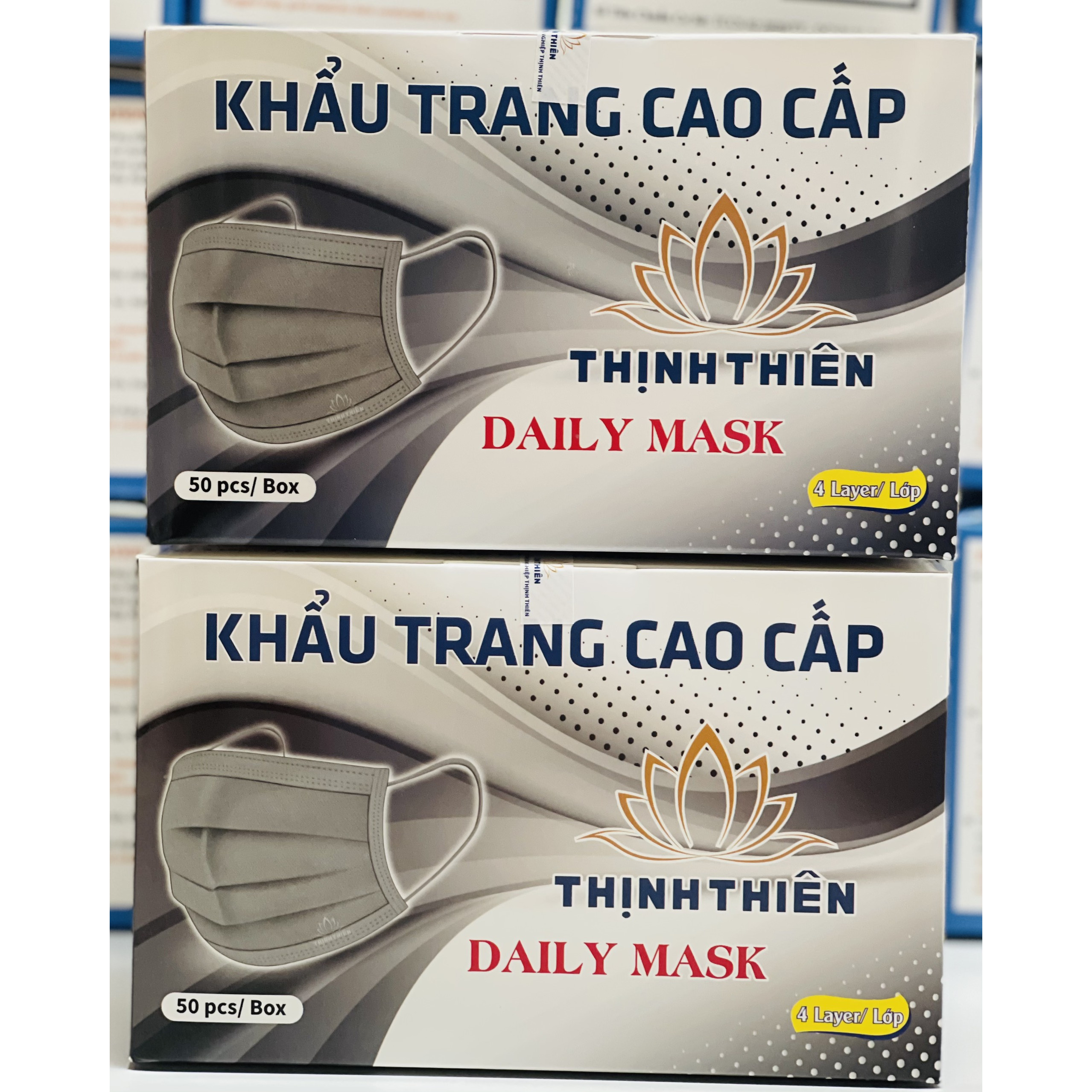 Combo 2 Hộp Khẩu Trang Y Tế 4 Lớp Thịnh Thiên (Màu Xám)