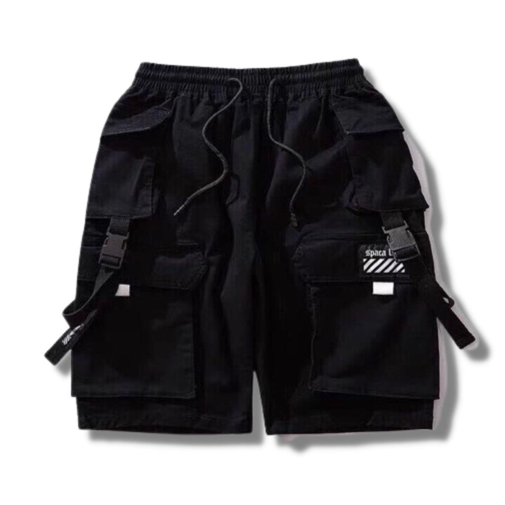 Quần spaca kaki túi hộp phản quang phong cách nam - Sọt Lững Kiểu Dáng Thể Thao Unisex một Màu Đen, 01x