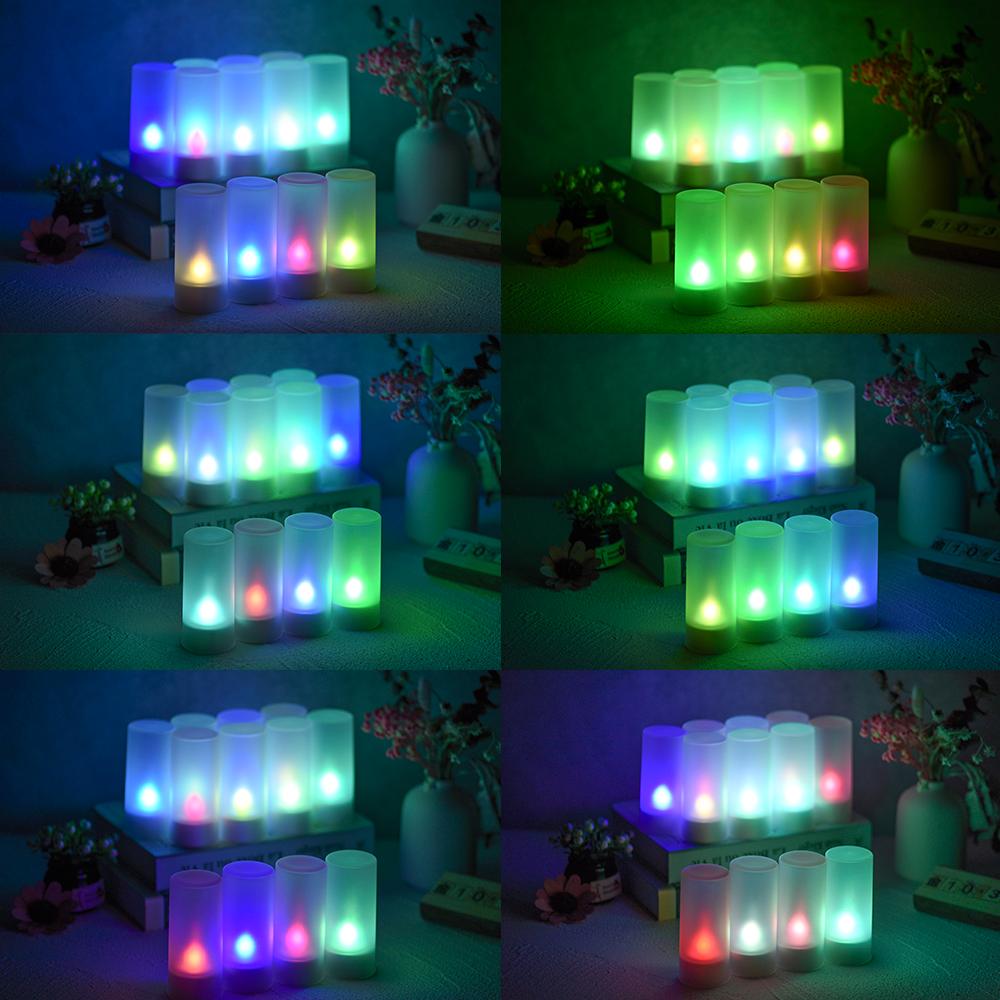 Bộ 12 Đèn Led Hình Nến Không Lửa Có Thể Sạc Lại Bằng Cổng Usb 5V Nhiều Màu Sắc