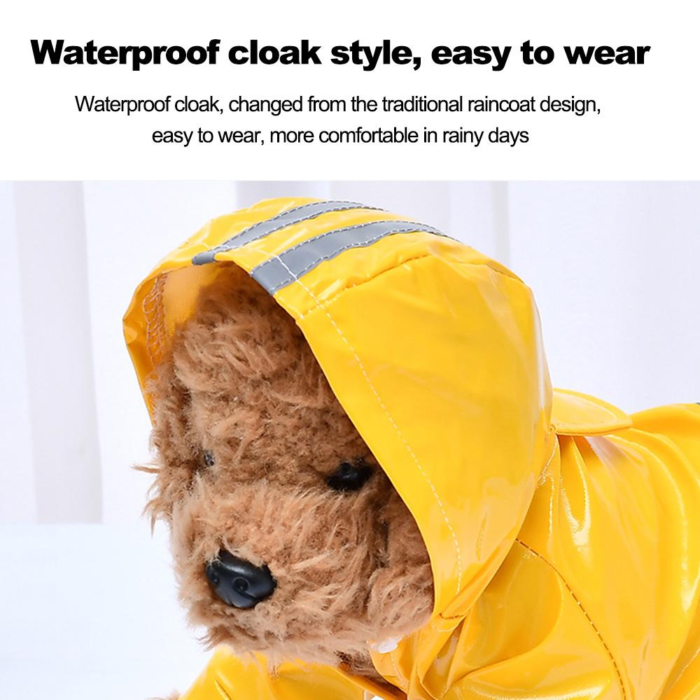 Pet Dog Reflective Raincoat Dog Rain Jacket With Hood Dog Rain Poncho 100% Waterproof Grey Reflective Stripe for Pet