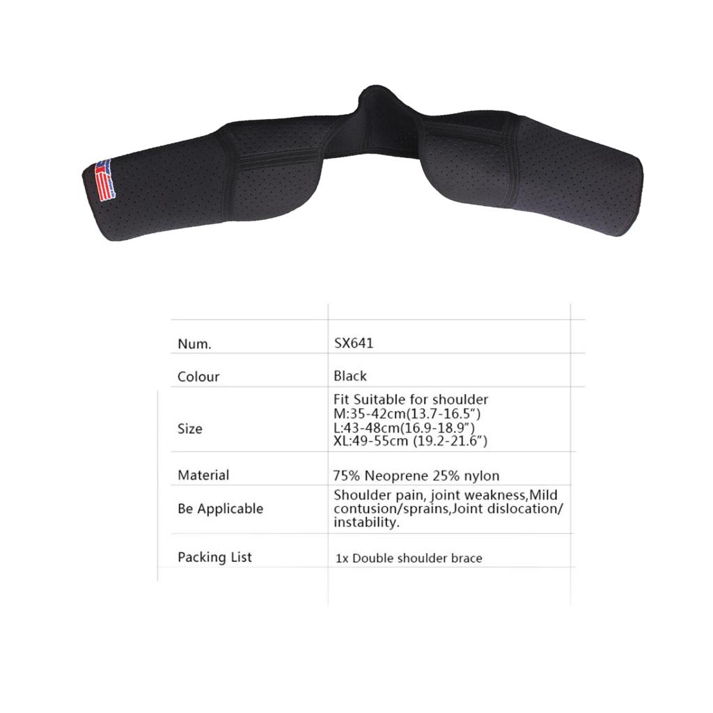 Neoprene Double Shoulder Protector Brace Support Strap Wrap Belt Band Black