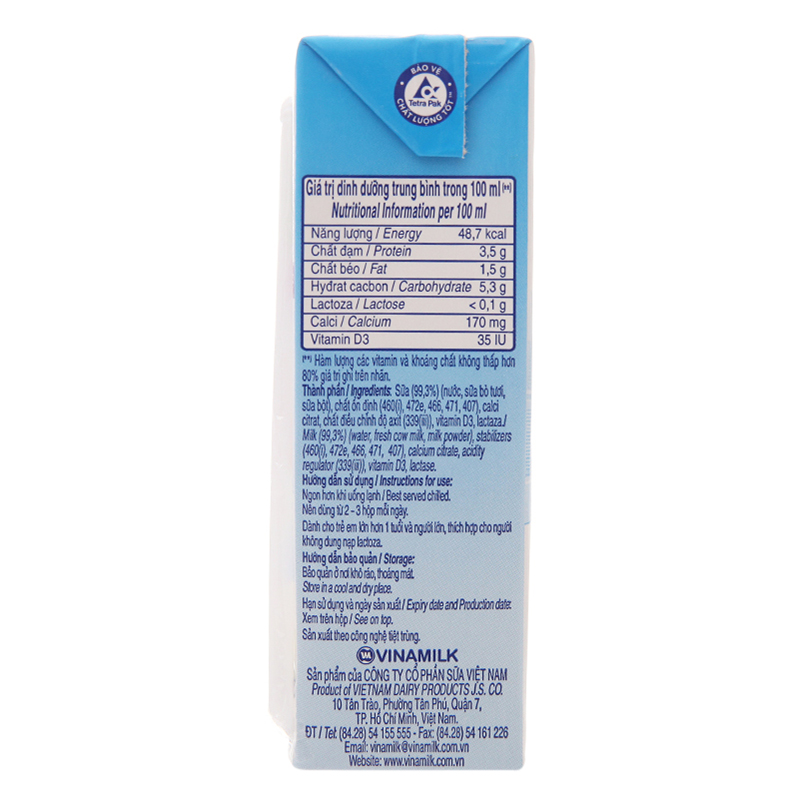 Thùng 48 Hộp Sữa Tiệt Trùng Vinamilk Flex Không Lactose