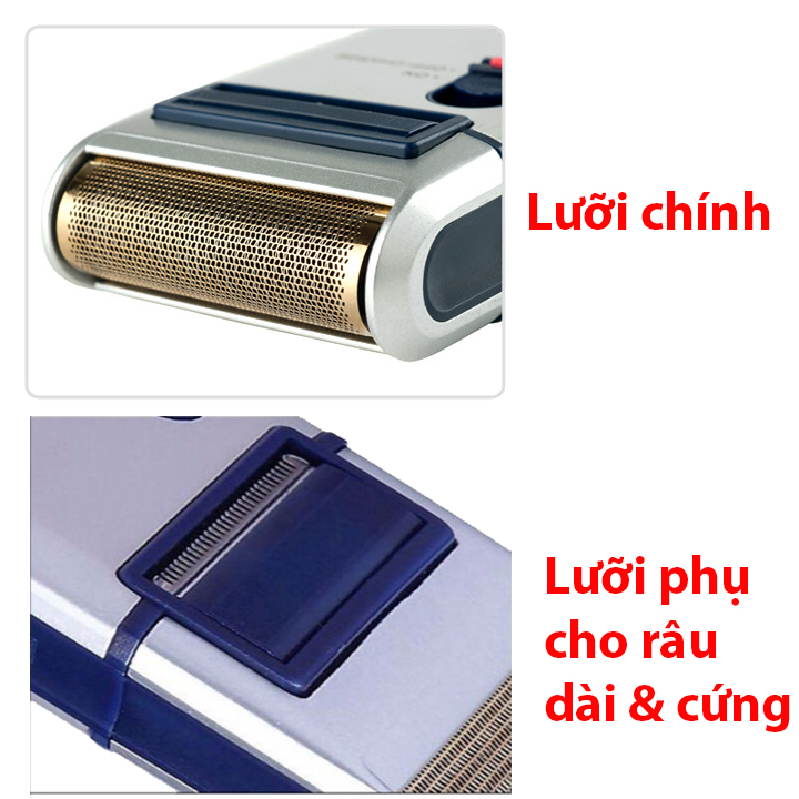 Máy cạo râu pin sạc tích điện SCW301U, Máy cạo râu khô không cần bọt tuyết SC-W301U kèm bao da và cọ nhỏ để vệ sinh