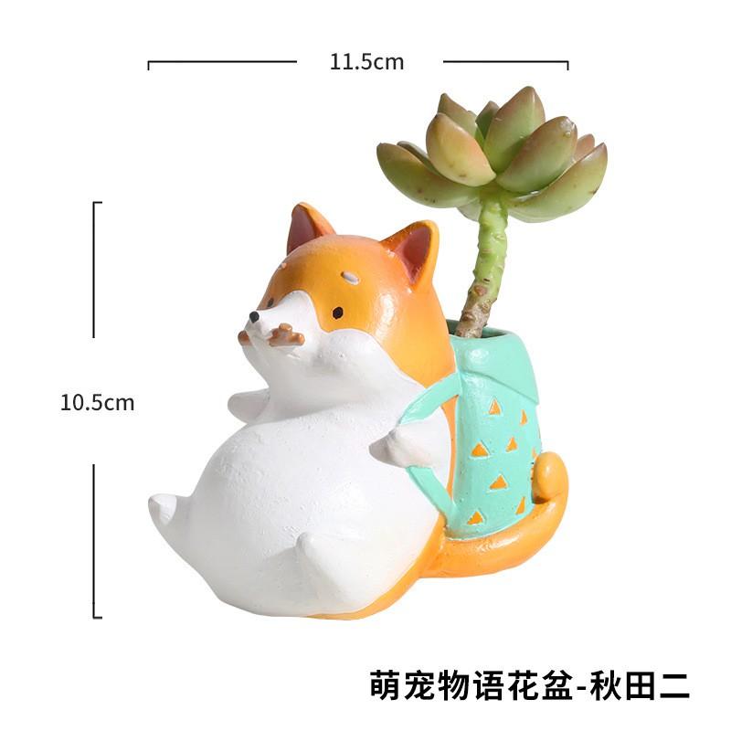 Chậu trồng cây hình con cáo đeo túi, phù hợp trồng sen đá, xương rồng, cẩm nhung, cắm hoa, cắm bút