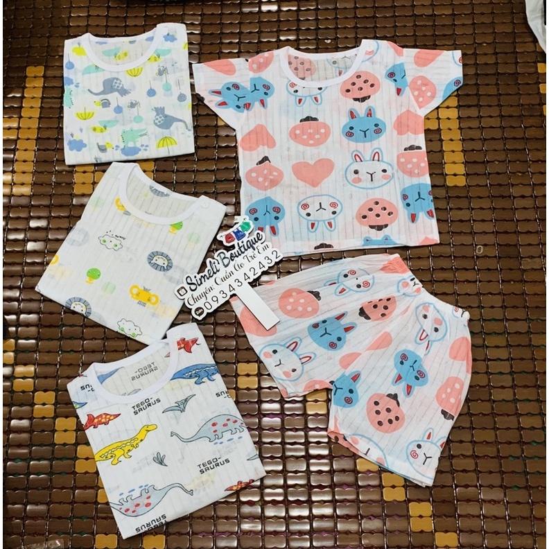 [Ảnh thật] Bộ Cotton Giấy Cộc Tay Loại 1 Cho Bé Trai Bé Gái Từ 6-13kg (QATE025)