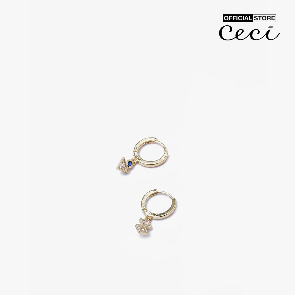 CECI - Set 3 cặp khuyên tai nữ khoen tròn đính đá sang trọng CC1-05000046