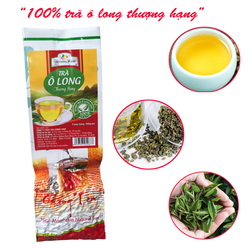 Trà Ô Long thượng hạng 200 gram - Trà olong cao cấp Tân Cương Xanh, trà olong vụ xuân ngon, nước xanh hậu ngọt sâu