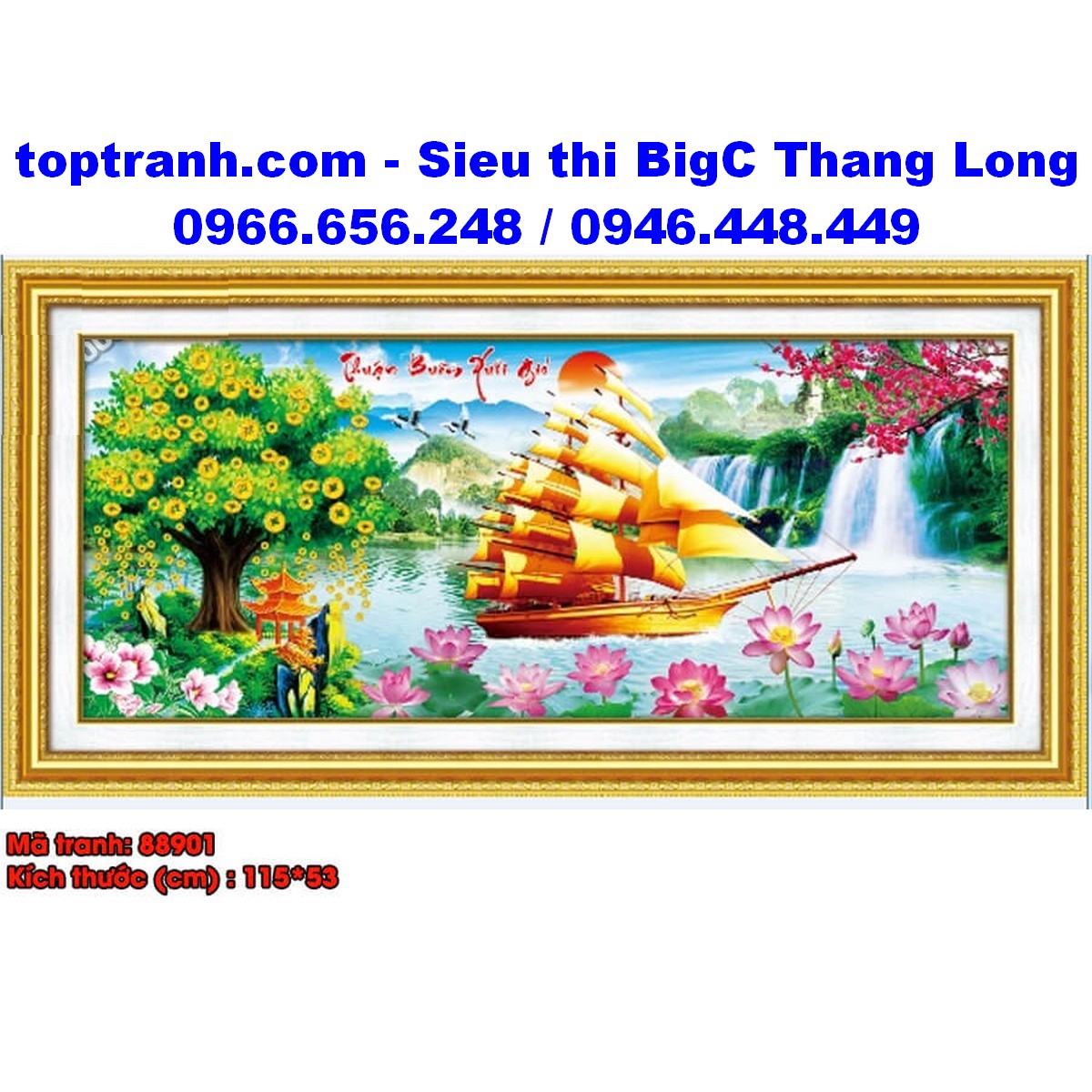 Tranh thêu chữ thập thuận buồm xuôi gió 88901 chưa thêu