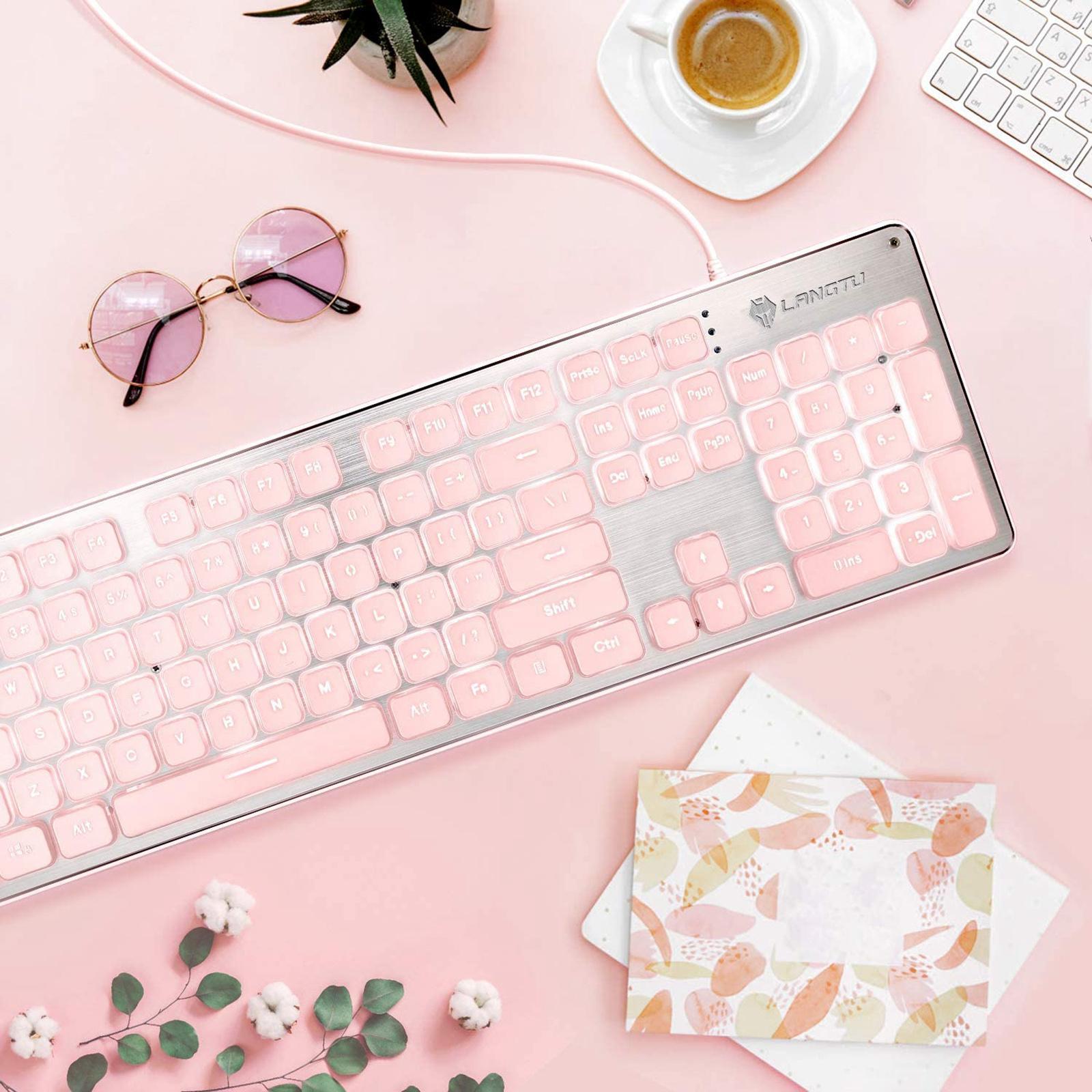Membrane Gaming Keyboard Panel Keyboard Pink white light