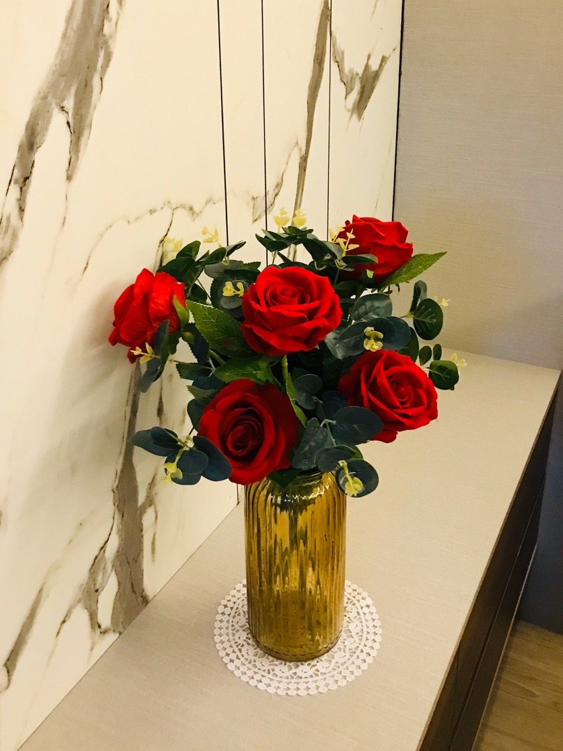 Hoa hồng nhung giả bông to cành dài 70cm đường kính bông 10cm chất liệu nỉ nhung - HÀNG CAO CẤP