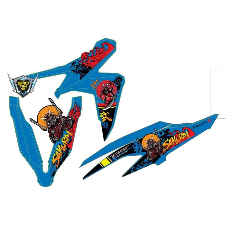 Tem rời dán xe vario 150 samurai dán xe xanh - Bi Decal