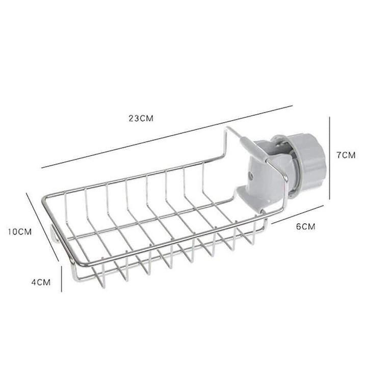 Khay Inox Gắn Vòi Rữa Chén - Giá Treo Inox Tiện Dụng, Kệ Để Đồ Đa Năng Gắn Vòi, Giá Treo Vòi Nước Đựng Dụng Cụ