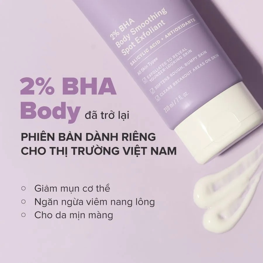Kem Dưỡng Thể Hỗ Trợ Giảm Mụn Làm Mịn Da Paula's Choice 2% BHA Body Smoothing Spot Exfoliant 210ml