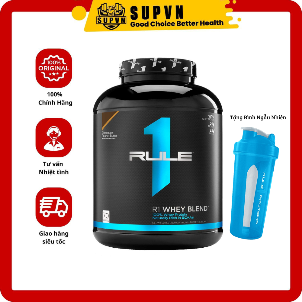 Whey Protein Rule 1 Blend 5Lbs - Sữa Tăng Cơ Bổ Sung Protein Cho Người Tập Gym - R1 Whey 2.5Kg - Frozen Banana - Ko Bình