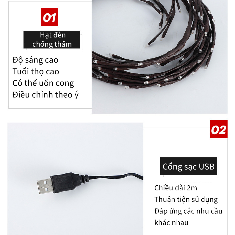 Đèn LED nhánh cây trang trí,đèn LED có độ sáng cao, tuổi thọ dài - K1641