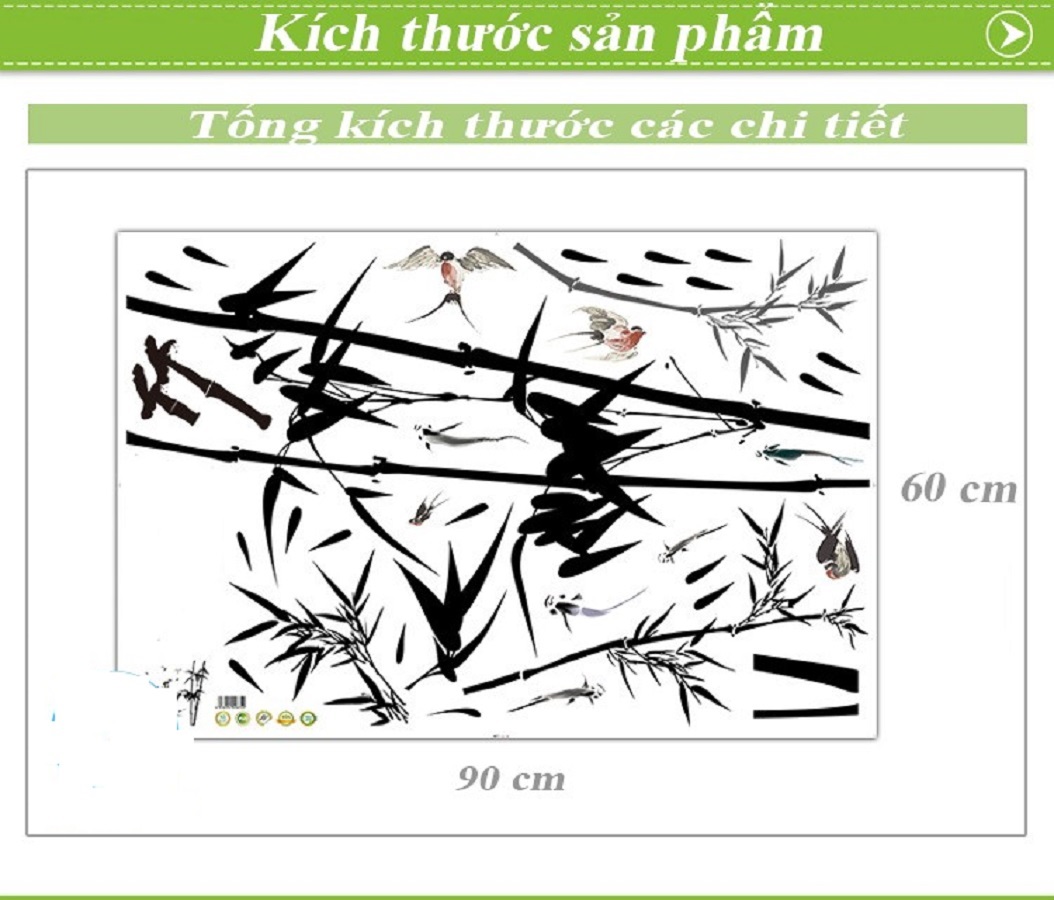 Decal dán tường combo phong cảnh nội thất Á Đông sang trọng