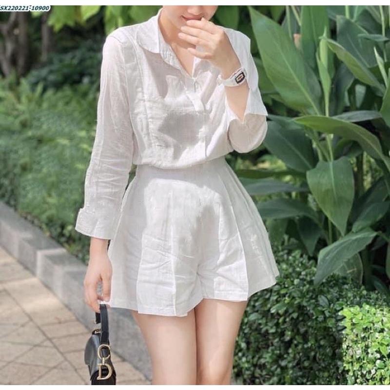Set sơ mi đũi trắng - mùa hè đi biển