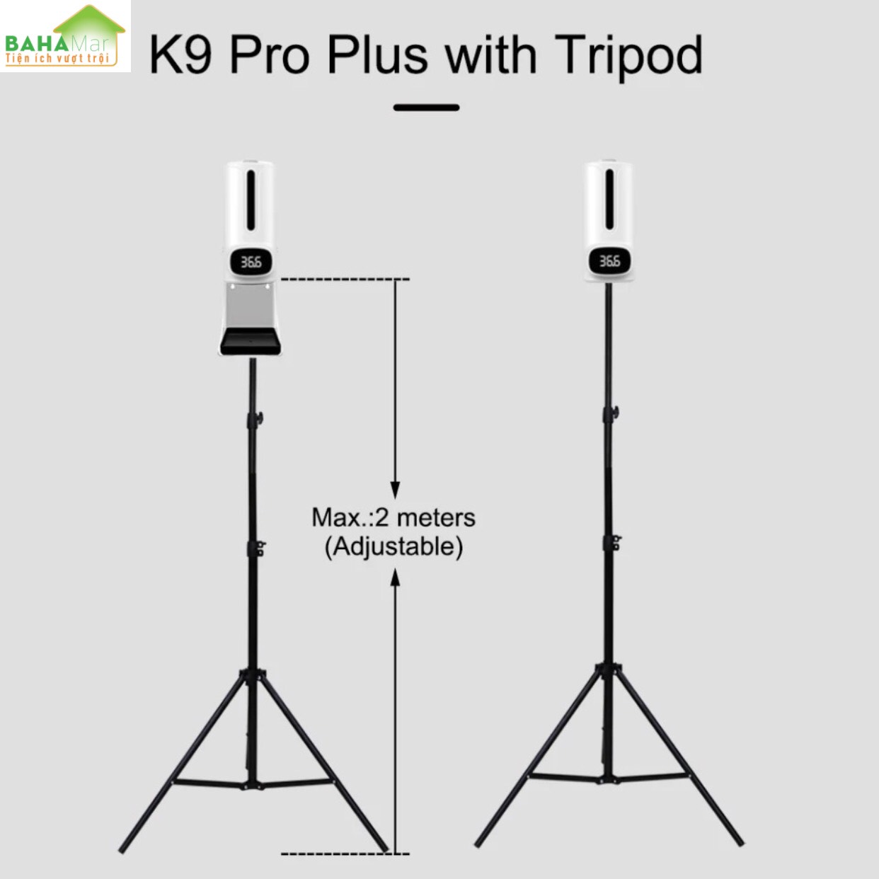 MÁY TÍCH HỢP 2 TRONG 1 ĐO NHIỆT ĐỘ VÀ PHUN CẢM ỨNG RỬA TAY KHỬ TRÙNG TỰ ĐỘNG K9Pro Plus &quot;BAHAMAR&quot; Tự động đo nhiệt độ và phun nước rửa tay diệt khuẩn hiệu quả tránh lây nhiễm chéo