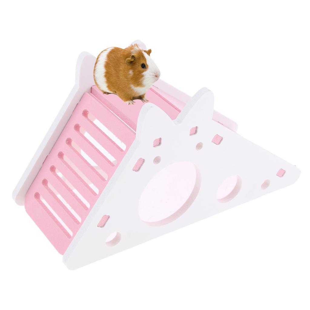 2 Pcs Hamster Chinchilla Gerbil Ladder Cage Villa,Wood Nest House,Pink&Blue