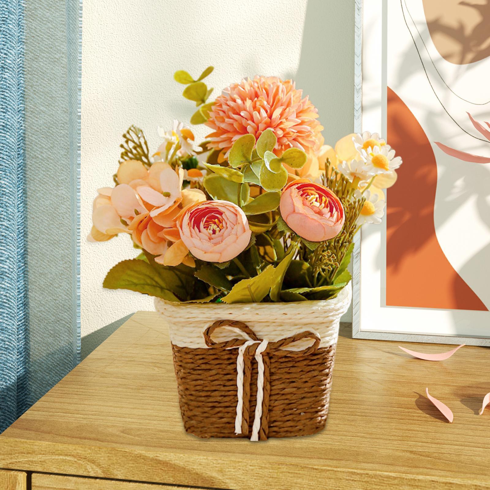 Artificial Potted Flowers Artificial Flowers Bonsai Decorative Centerpieces Table Decor Flower Arrangement for Office Shelf Farmhouse Indoor