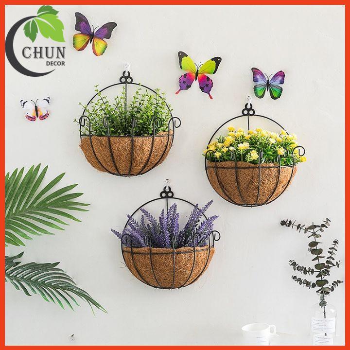 Giỏ Hoa Treo Tường Hoa Trang Trí Nhà Cửa Ban Công Lối Đi Sân Vườn Tặng Móc Treo