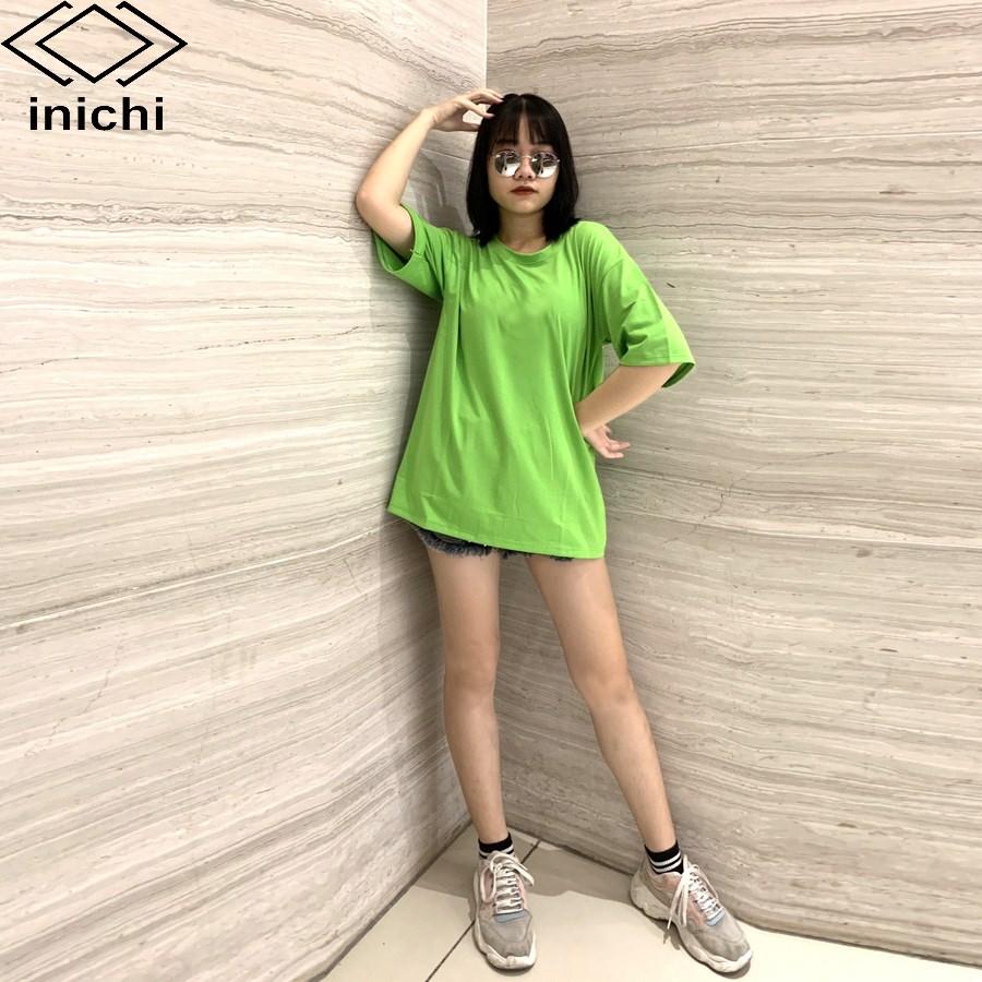 Áo thun trơn tay lỡ Unisex INICHI form rộng cá tính vải cotton co giãn 4 chiều - 8 màu IC614