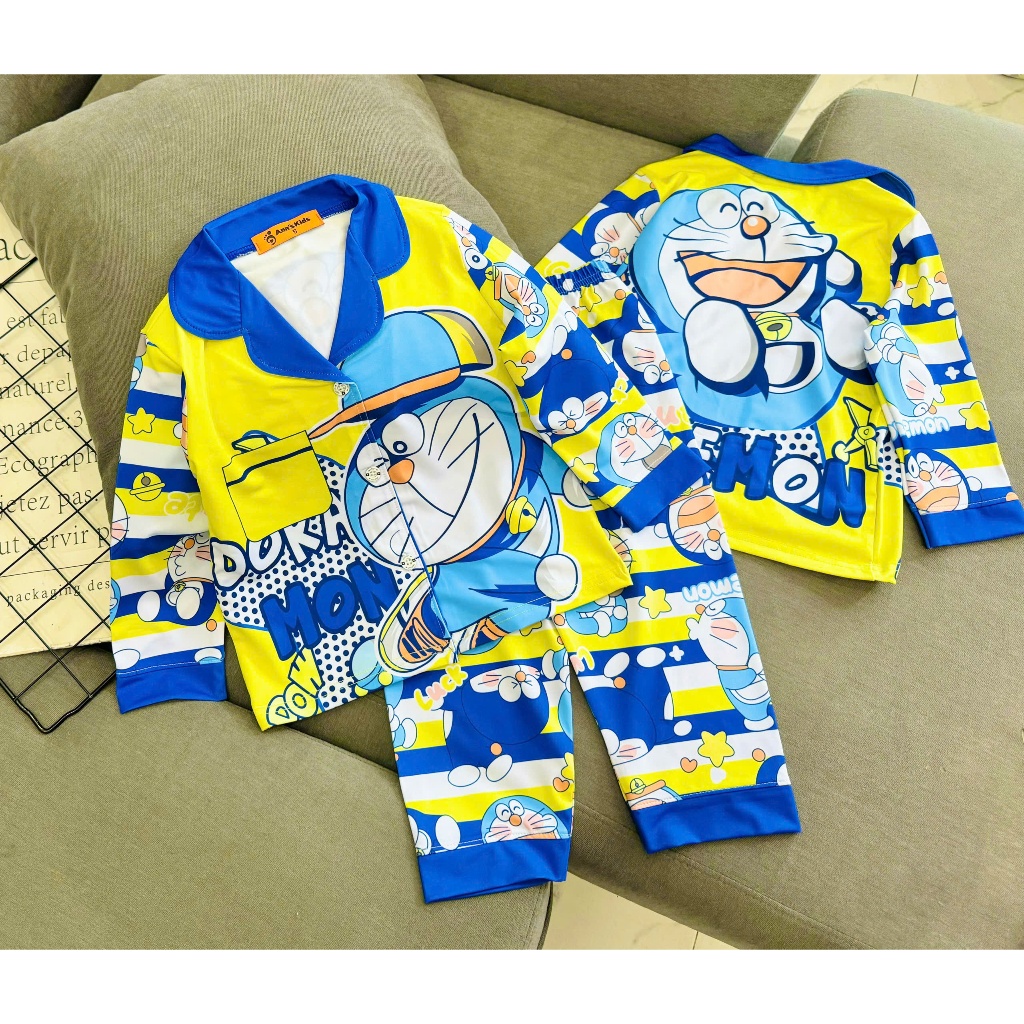 Đồ bộ bé trai, Bộ ngủ dài tay pijama pizama cho bé trai hình Siêu nhân labubu từ 12-40kg chất thun lạnh mềm mịn mát