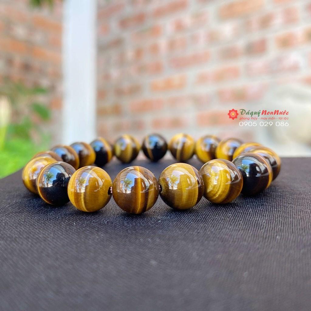 Vòng tay Nam đá mắt hổ kích thước hạt tròn 10 ly