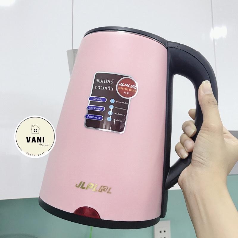 Bình đun siêu tốc Thái 2.5L JL mới 2021 màu Pastel nhám cực xịn - Ấm đun siêu tốc inox 2500ml 2 lớp chống nóng Hồng Xanh