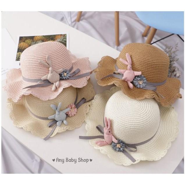 Combo nón và túi xách đi chơi biển cho bé hình thỏ Bunny 4 màu cực xinh