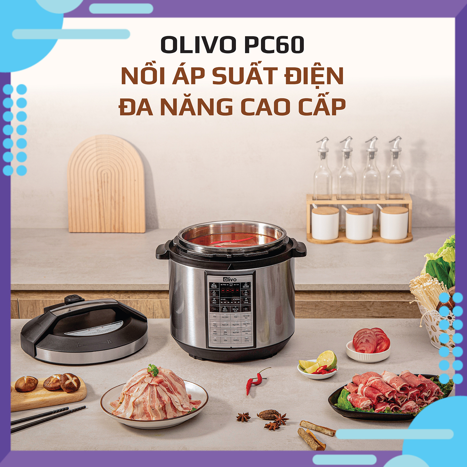 Nồi Áp Suất Điện Đa Năng Olivo PC60 - 16 Chức Năng - Dung Tích 6L - Công Suất 1000W - Thương hiệu Mỹ-Hàng Chính Hãng