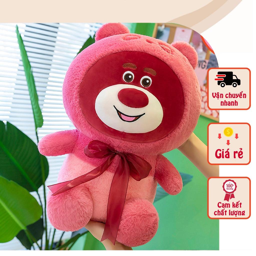 Gấu dâu Losto Gấu dâu đeo nơ, dâu đội mũ size 75cm và 1M