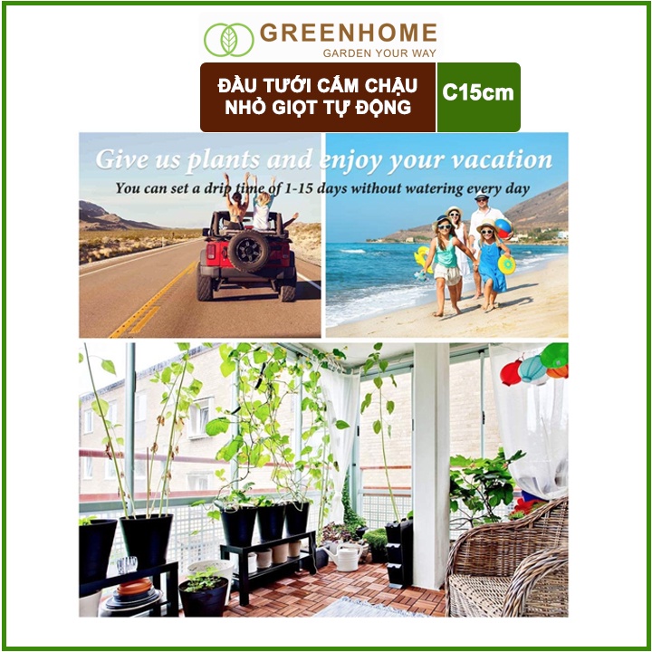 Đầu Tưới Nhỏ Giọt Gắn Chai Nước GreenHome, D13cm, Bền Bỉ, Dễ Sử Dụng, Chỉnh Được Lượng Nước, Màu Ngẫu Nhiên