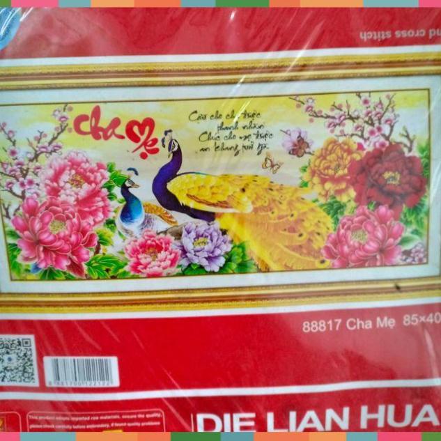 Tranh thêu chữ thập Cha mẹ KT 85*40cm(hình thật)