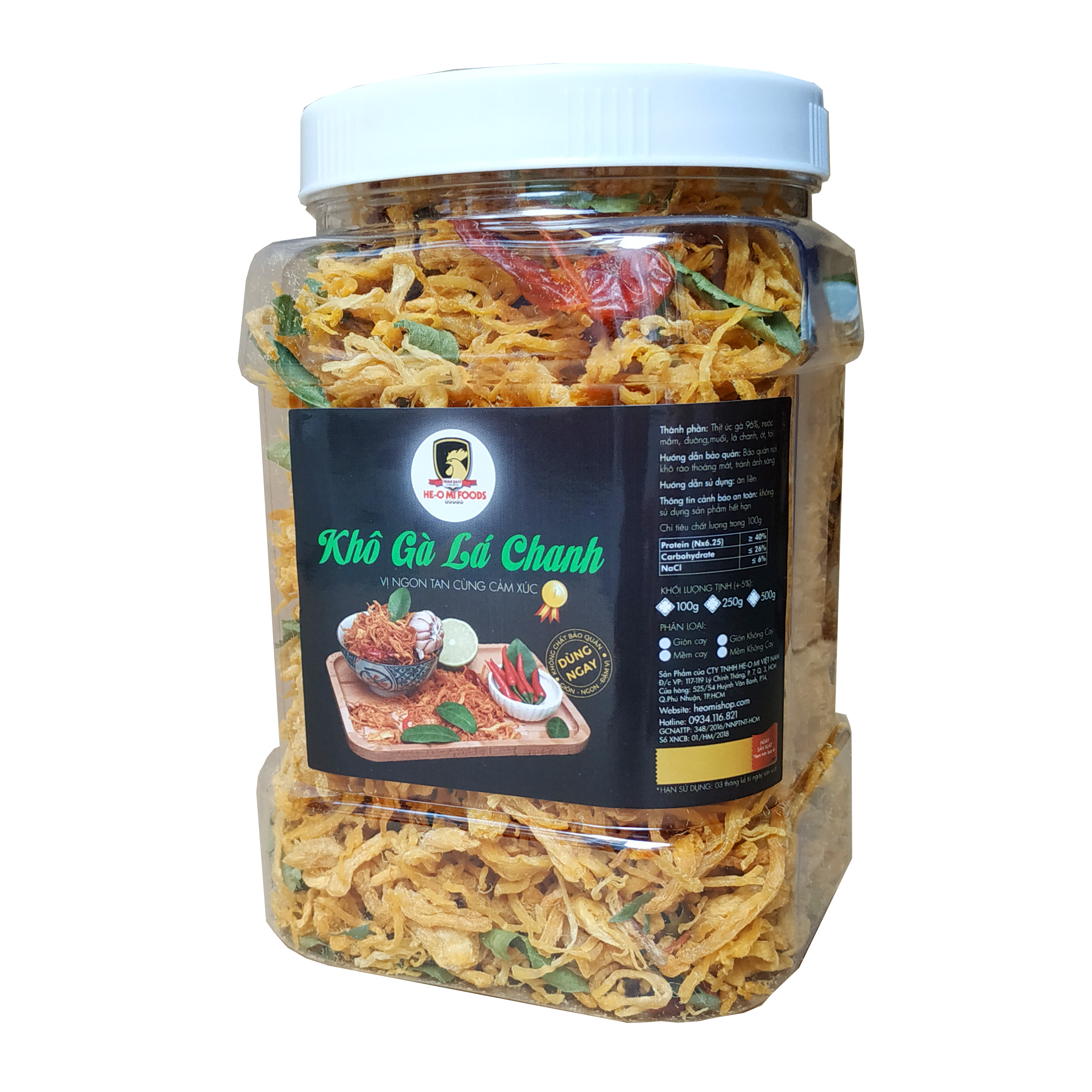 Khô gà lá chanh mềm không cay He-o Mi 500g